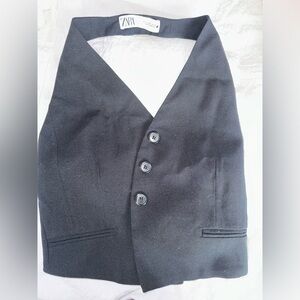 Zara Black Button-Front Vest Top